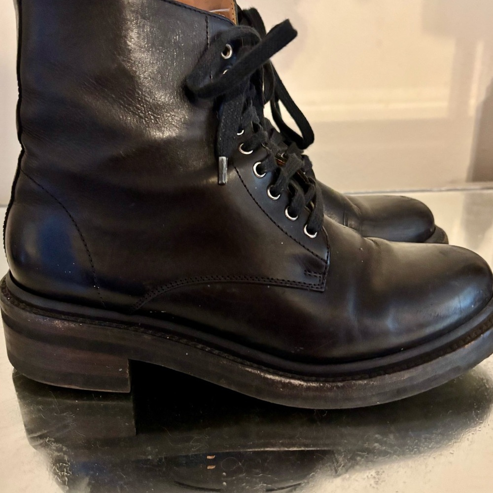 Women’s Frye Alice Black Leather Combat Boots - Picture 2 of 14
